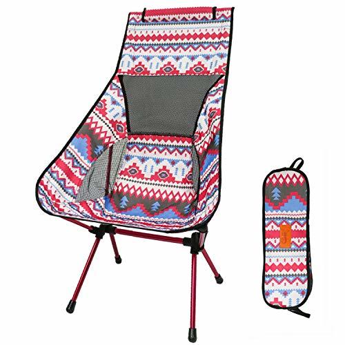 色ピンク/ハイバック アウトドアチェア 折りたたみ 超軽量【耐荷重150kg】コンパクト イス 椅子 収納袋付属 お釣り 登山 携