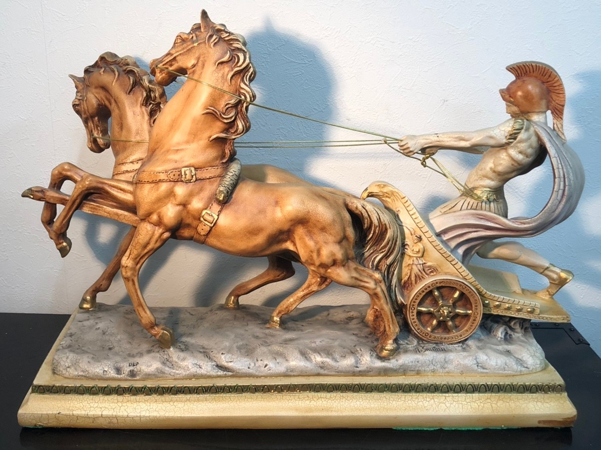 西洋美術 イタリア製A.SANTINI アンテルマ サンティーニ 彫刻 戦馬車像 西洋美術 イタリア製A.SANTINI アンテルマ サンティーニ 彫刻 戦馬車像