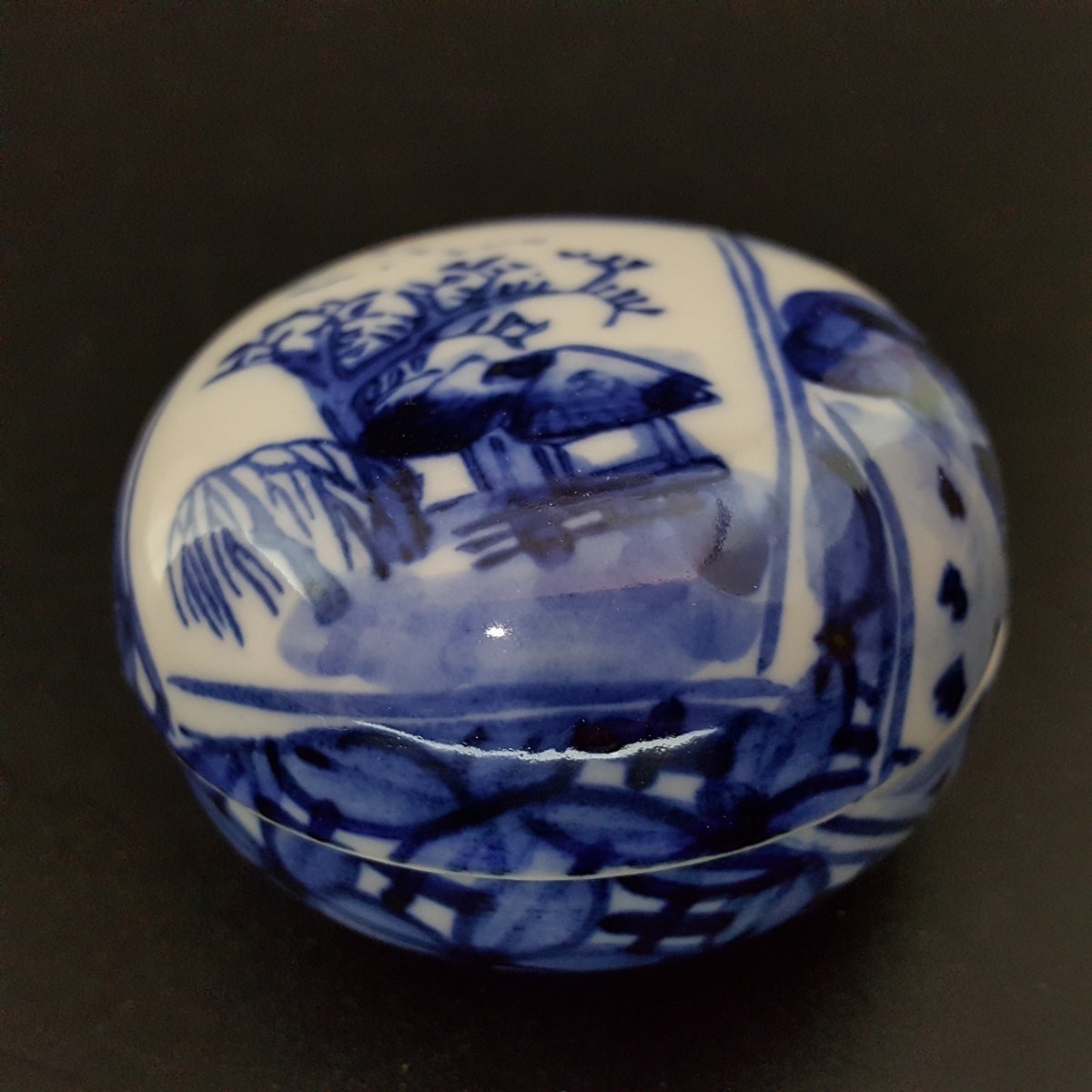 宝蔵】九谷焼 直作造 『床の間香蘆揃』染付香炉に香合 香道具 茶道具