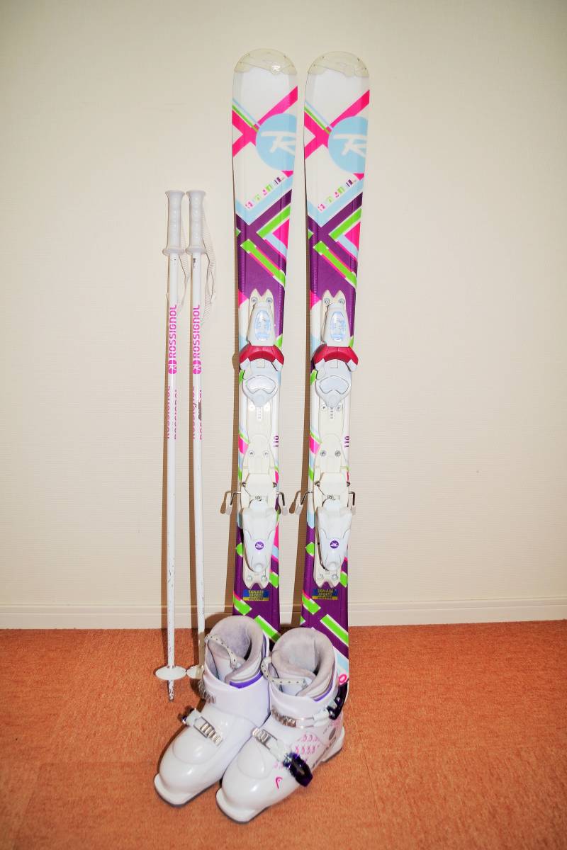 使用品】子供用スキーセット 板ROSSIGNOL 110cm ブーツHEAD 20.5cm 