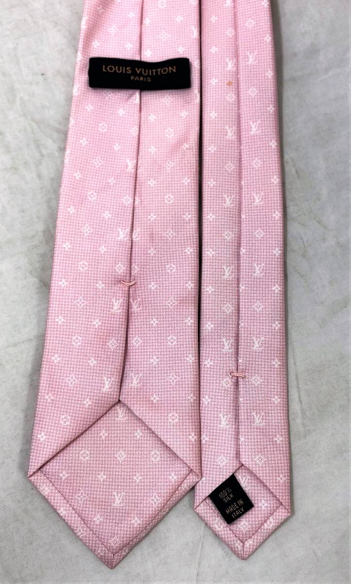 ルイヴィトン LV/モノグラム柄 ネクタイ ピンク色、大剣幅8cm、MR0917