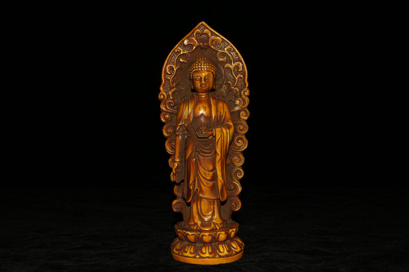 中国唐物 牛 時代物◇早期收集 木彫大日如来坐像⁄仏教美術