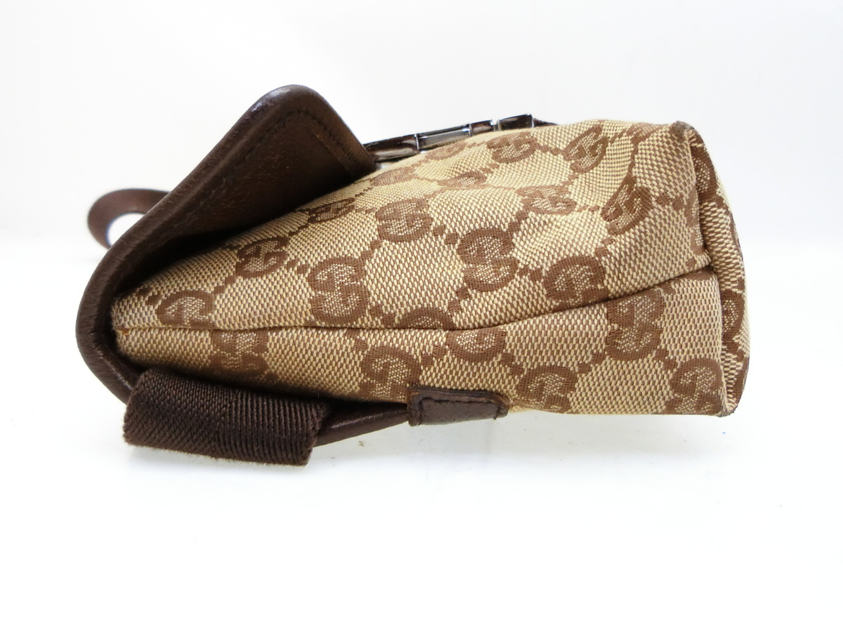 ◇Y9894 GUCCI グッチ GG キャンバス ロック 金具 ウエスト ポーチ