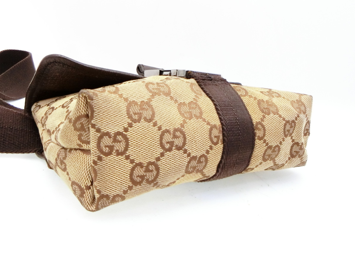 ◇Y9894 GUCCI グッチ GG キャンバス ロック 金具 ウエスト ポーチ