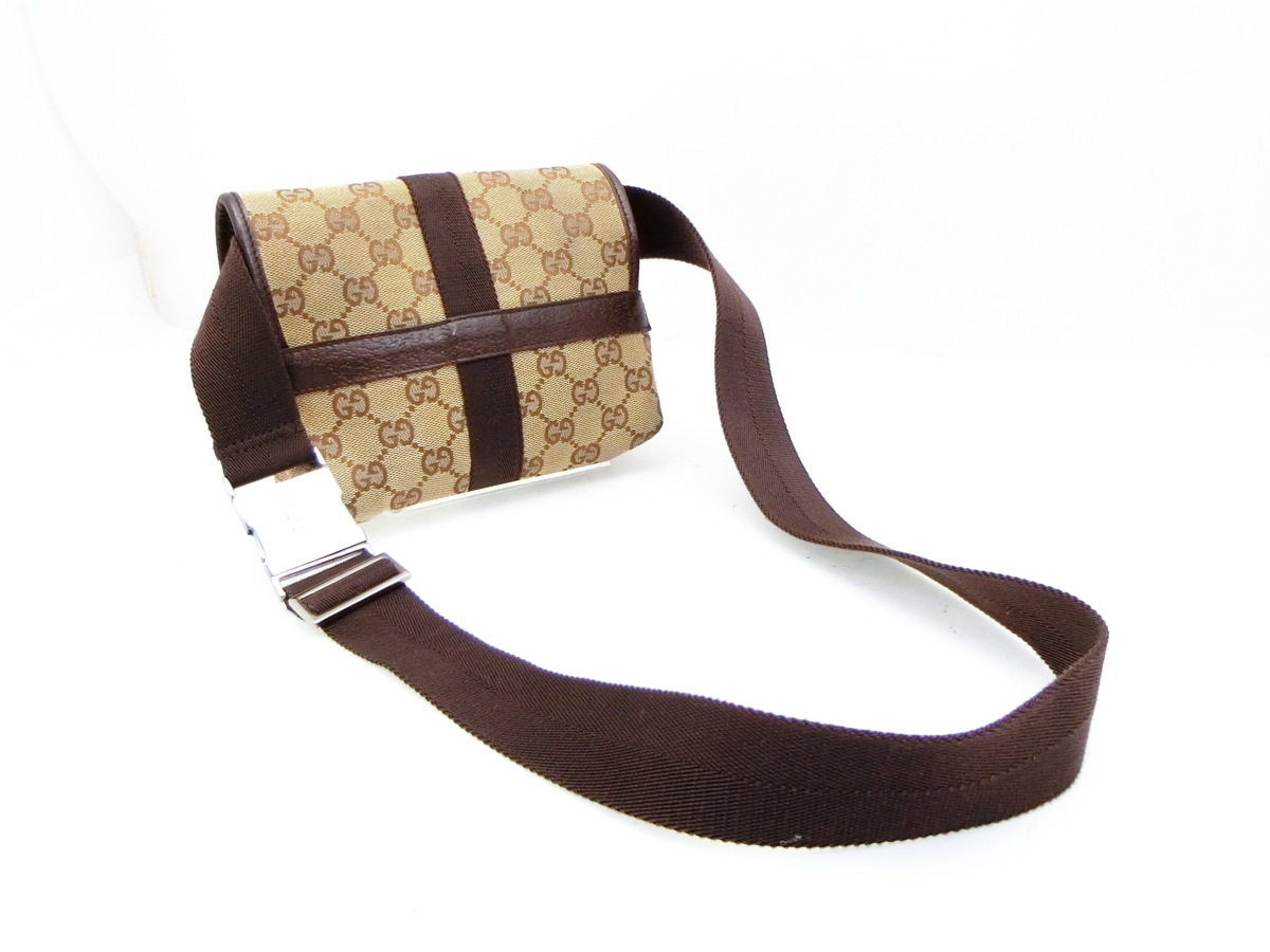 ◇Y9894 GUCCI グッチ GG キャンバス ロック 金具 ウエスト ポーチ