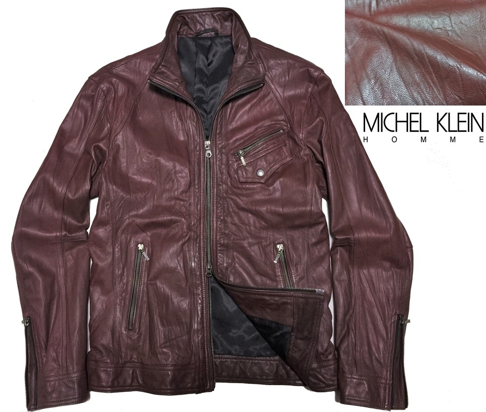 即決☆MICHEL KLEIN HOMME メンズ48 ミッシェルクランオム 牛革 レザー 即決☆MICHEL KLEIN HOMME メンズ48 ミッシェルクランオム 牛革 レザー