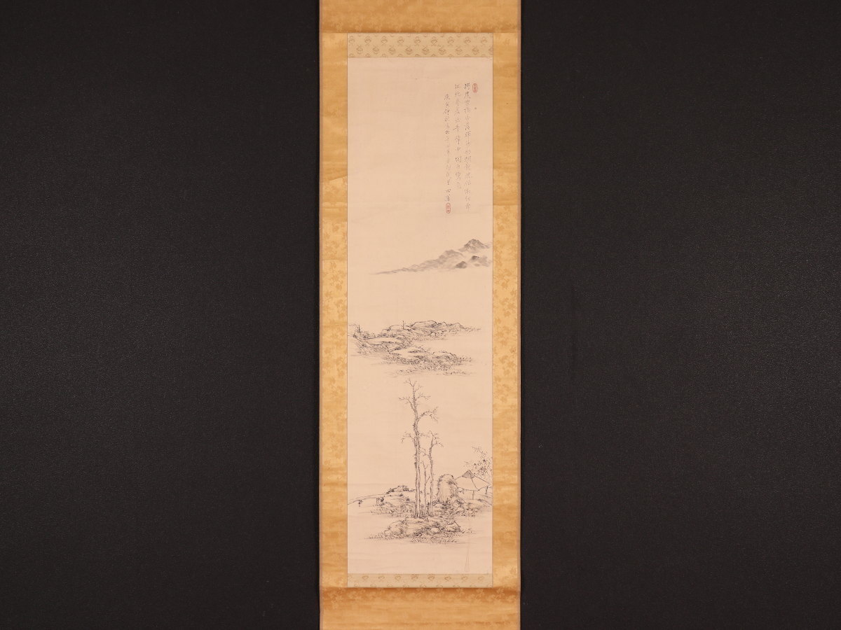 田能村竹田 模写伝来e6635〈田能村竹田〉山水人物図 南画家 大分の人
