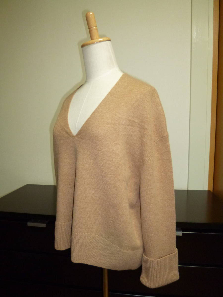 【超美品】MACPHEE●カシミヤ混プルオーバーニット●大人気のブラウン●お袖折り返し/Vネック●マカフィー