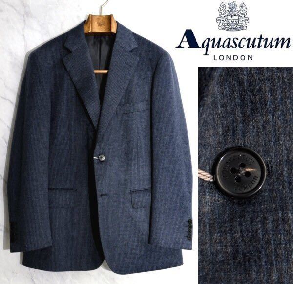 【Y-20】新品*Aquascutum*定価19.4万*日本製*高級*カシミヤ100％ジャケット*ネイビー系*BB5