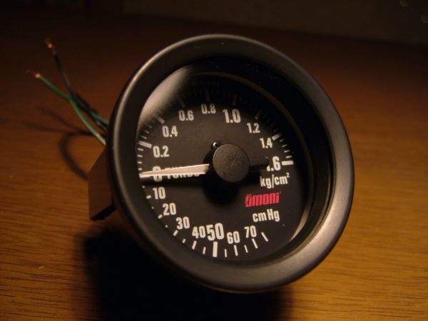 【動作品】大森 (オオモリ) 機械式ブースト計 52Φ ■■ LED照明 ■■ ホース＆三方ジョイント付き ■■