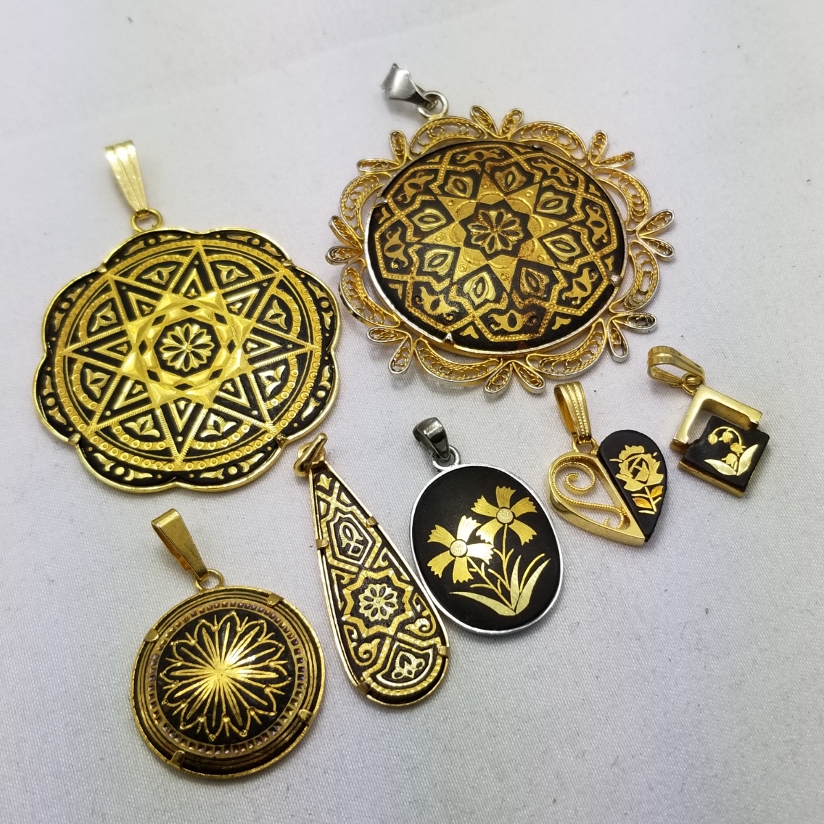まとめ売りアクセサリーネックレス 金工 象嵌 アクセサリー ペンダント ネックレス 大量 まとめて まとめ