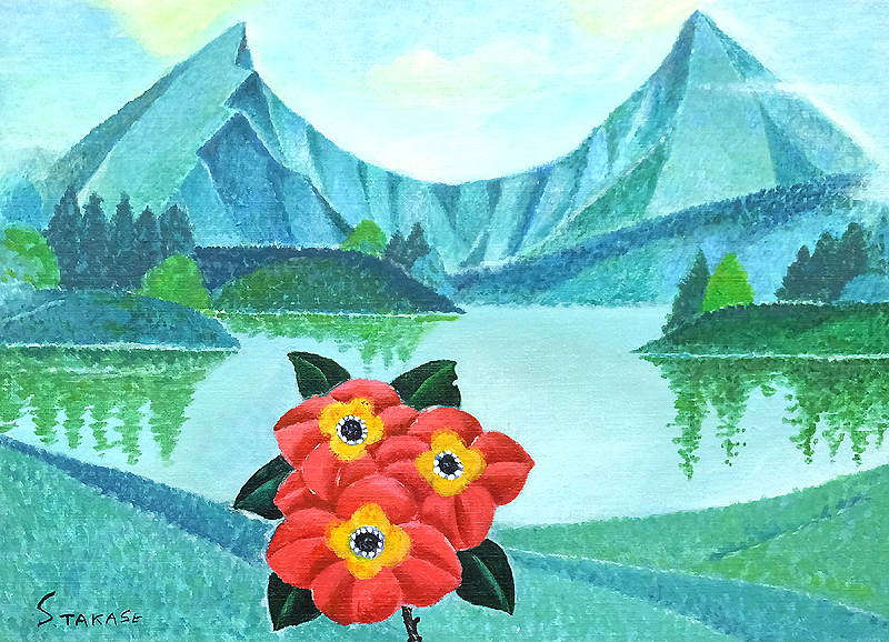 GLC】高瀬三郎 「磐梯」 油彩4号 一枚の絵で活躍画家 点描人気画家