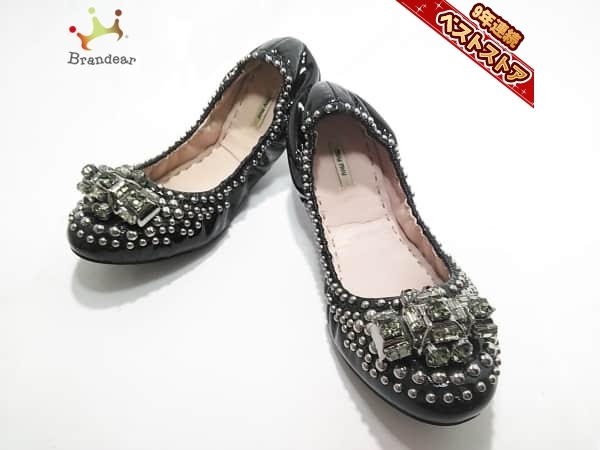 フラットパンプス ミュウ miumiu スタッズ 靴 レディース 靴