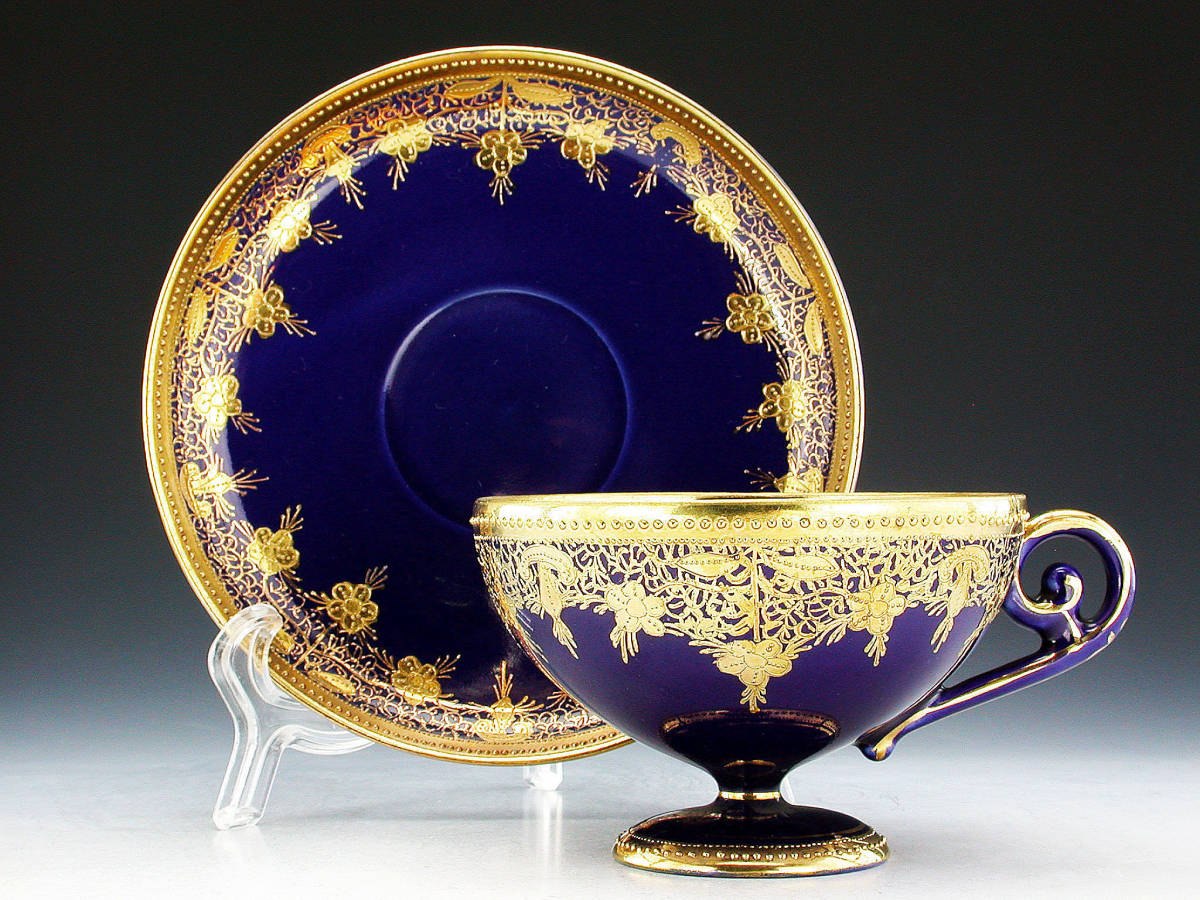 オールドノリタケ 金盛藍線帯華装飾紋 メイプルリーフ印 オールドノリタケ銘品!! ペディスタル キャビネットカップ コバルト 金盛上藍帯連鎖装飾紋 新作，HOT （024）オールドノリタケ 公式通販 オールドノリタケ銘品金盛上藍帯連鎖装飾紋カップ＆ソーサー＆プレート オールドノリタケ・金盛上藍ロココ様式華装飾 カップアンド ノリタケ オールド