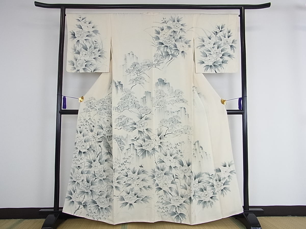 ヤフオク!ベストストア受賞店■平和屋着物■訪問着 手描き 花鳥文 逸品 w1274