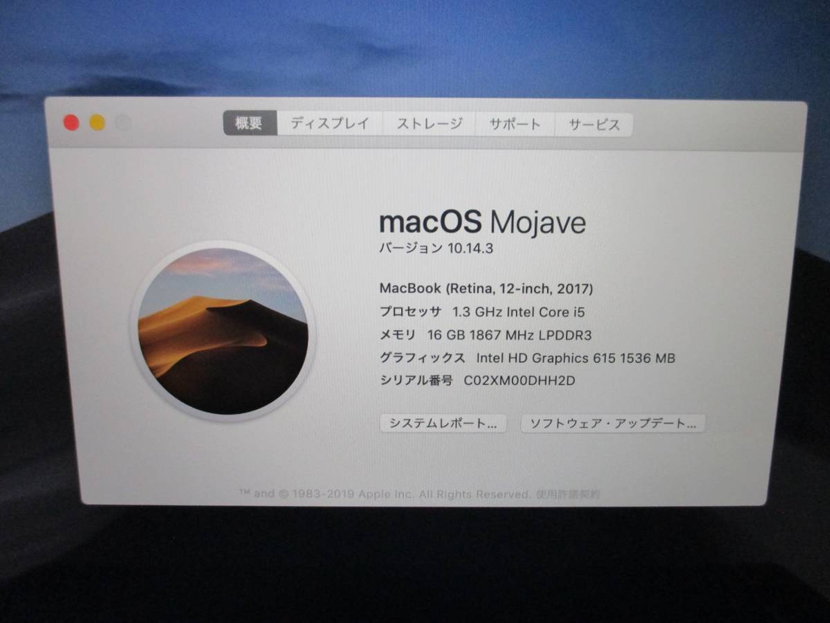 960 超美品 充放電回数 4回 Apple MacBook 2017 12インチ CTOモデル