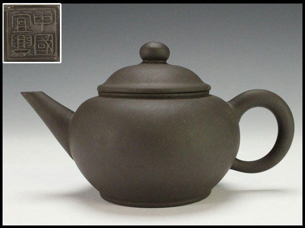 金閣】中国美術 宣興 紫泥 茶壷 急須 在銘 煎茶 旧家蔵出(LA58) 骨董