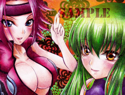 赤字超特価，得価 同人手描き イラスト コードギアス カレン C.C. 反逆のルルーシュ ラフ画付き 色鉛筆 A4サイズ(手描きイラスト)｜売買されたオークション情報、yahooの商品情報をアーカイブ公開 - オークファ 手描きイラスト