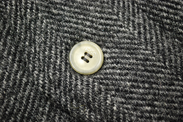 コート APC ハリスツイード サイズS ダブルボタン チェック柄 黒