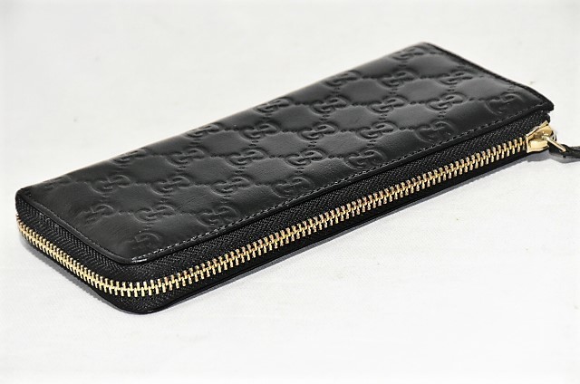 08 美品 GUCCI 長財布 二つ折り財布 シマ 黒 08 美品 GUCCI 長