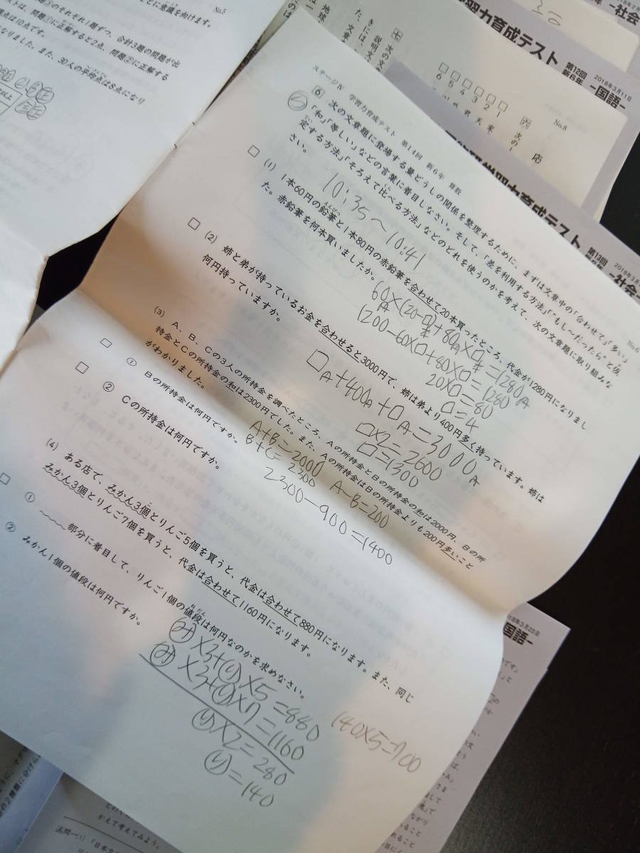 日能研 育成テスト 6年 第10回(2018/2/18)～第26回（2018/7/21）