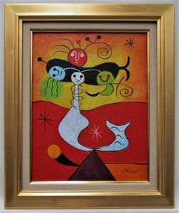 ◇ ジョアン ミロ ◇ 抽象画 油彩 正面サイン 裏サイン有 F6号 Joan Miro