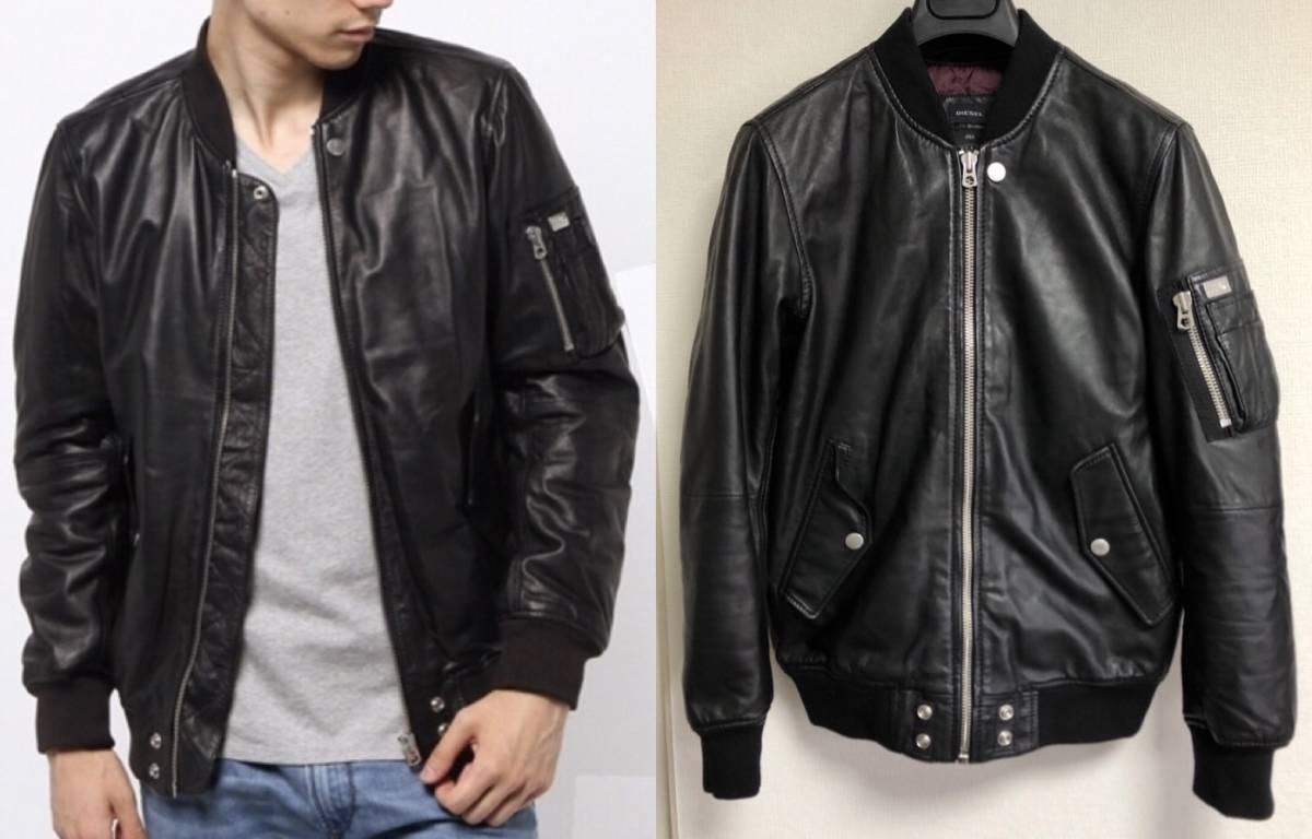 美品 DIESEL レザージャケット ライダース 羊革 ラムレザー 黒 926 レザー DIESEL ジャケット｜トレンチ・バイカー・パー DIESELメンズ