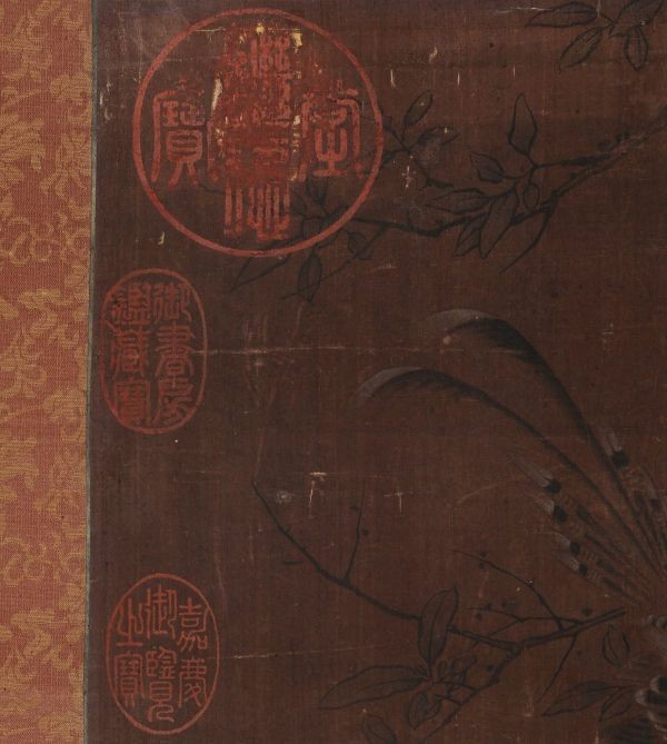 肉筆 絹本彩色画 箱付き 落款印譜照合 山元春挙 花鳥図捲り 来