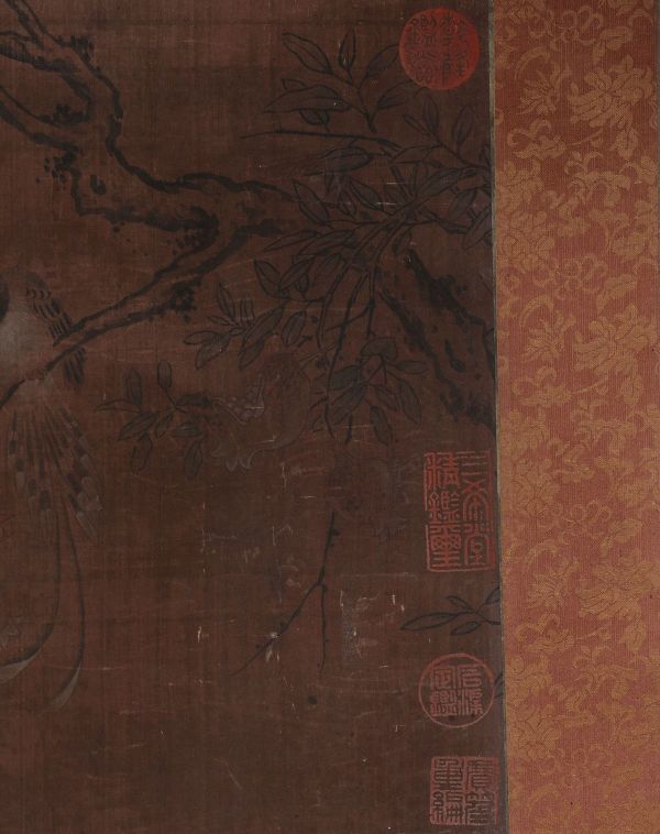 肉筆 絹本彩色画 箱付き 落款印譜照合 山元春挙 花鳥図捲り 来