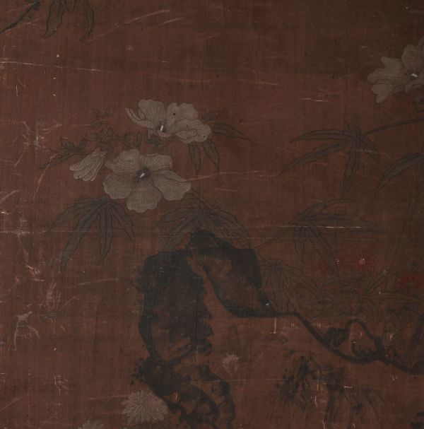 肉筆 絹本彩色画 箱付き 落款印譜照合 山元春挙 花鳥図捲り 来