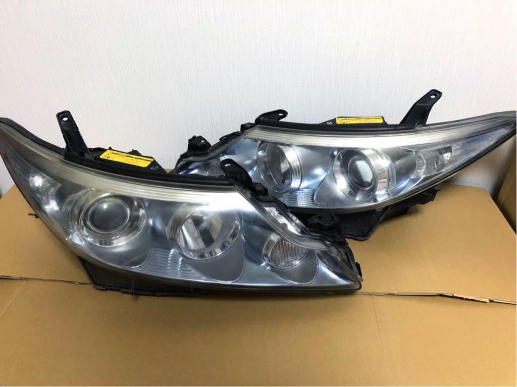 エスティマ 50 純正 ブルーメッキ ハイブリッド AFS付 左右 ヘッドライト HID 中期 後期 左 右 アエラス AHR ACR GSR 50  55 20 前期 エスティマ 50系 28-212 ＵＳ仕様塗装 レンズ超美品