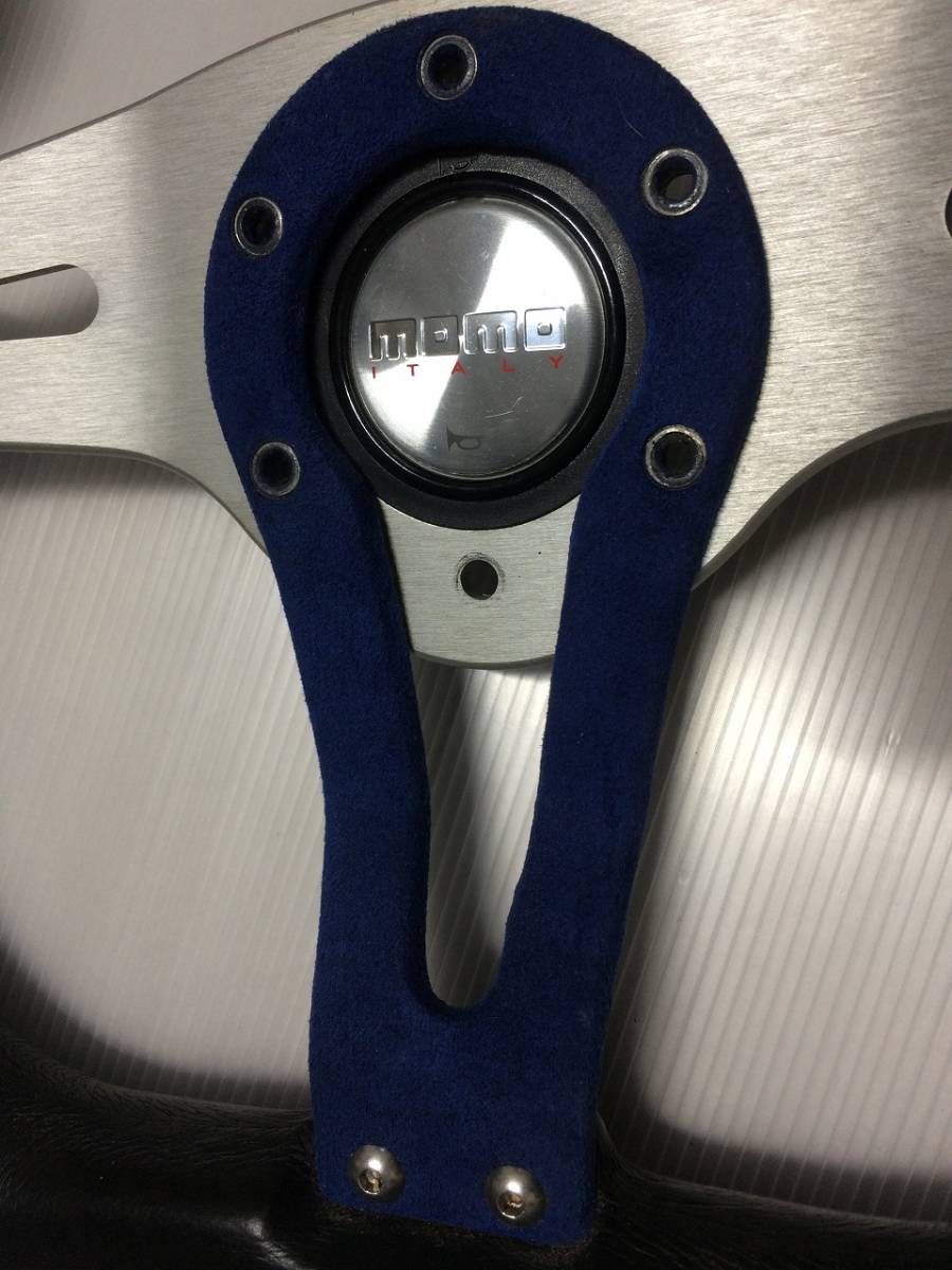 モモ トレック ステアリング 35パイ ブルー スエード×レザー 03年