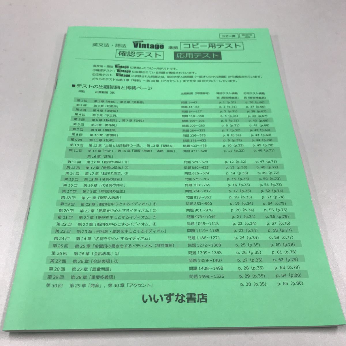 Vintage Edition 英文法・語法 | 4th 確認テスト いいずな書店 3rd 英語副