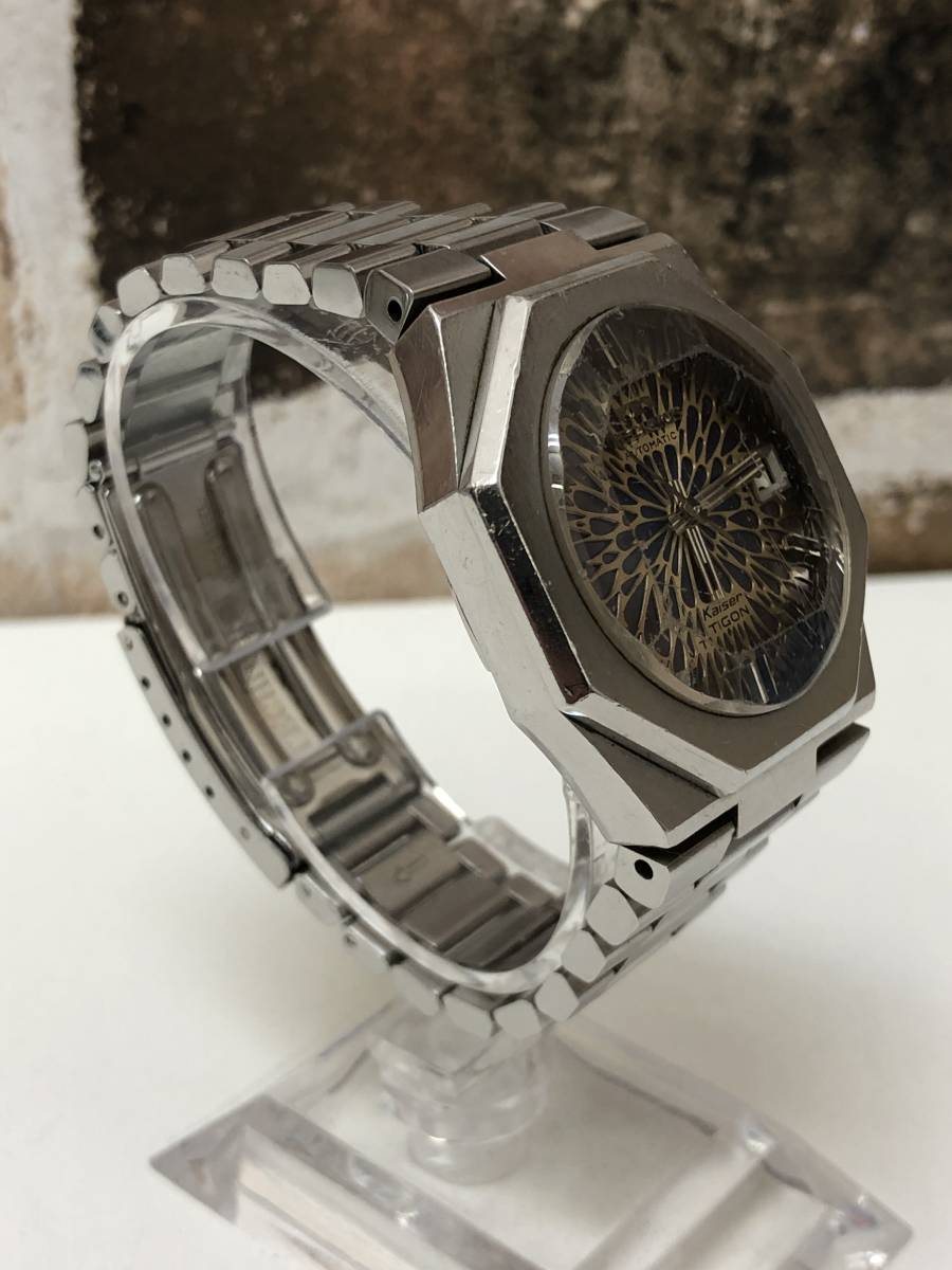 TECHNOS テクノス Kaiser TIGON メンズ 自動巻き 稼働品 腕時計 現状品 ジャンク Cal.2824 送料185円