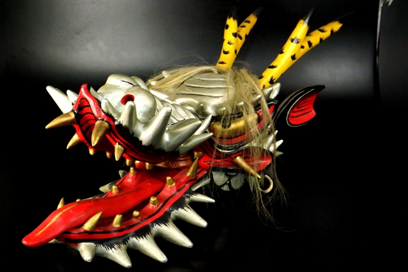 迫力！珍品 特大 木彫面 大蛇面 神楽面 八岐大蛇 石見神楽