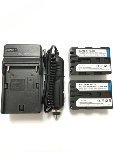 新品　SONY NP-FM500H 互換用バッテリーｘ２個+充電器　DSLR-A700/α300/α200_1