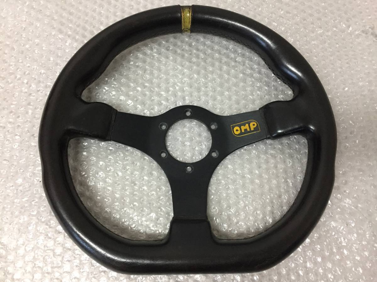 ☆希少☆ OMP 旧ロゴ D型 33Φ レザー ステアリング ハンドル 07-98 33