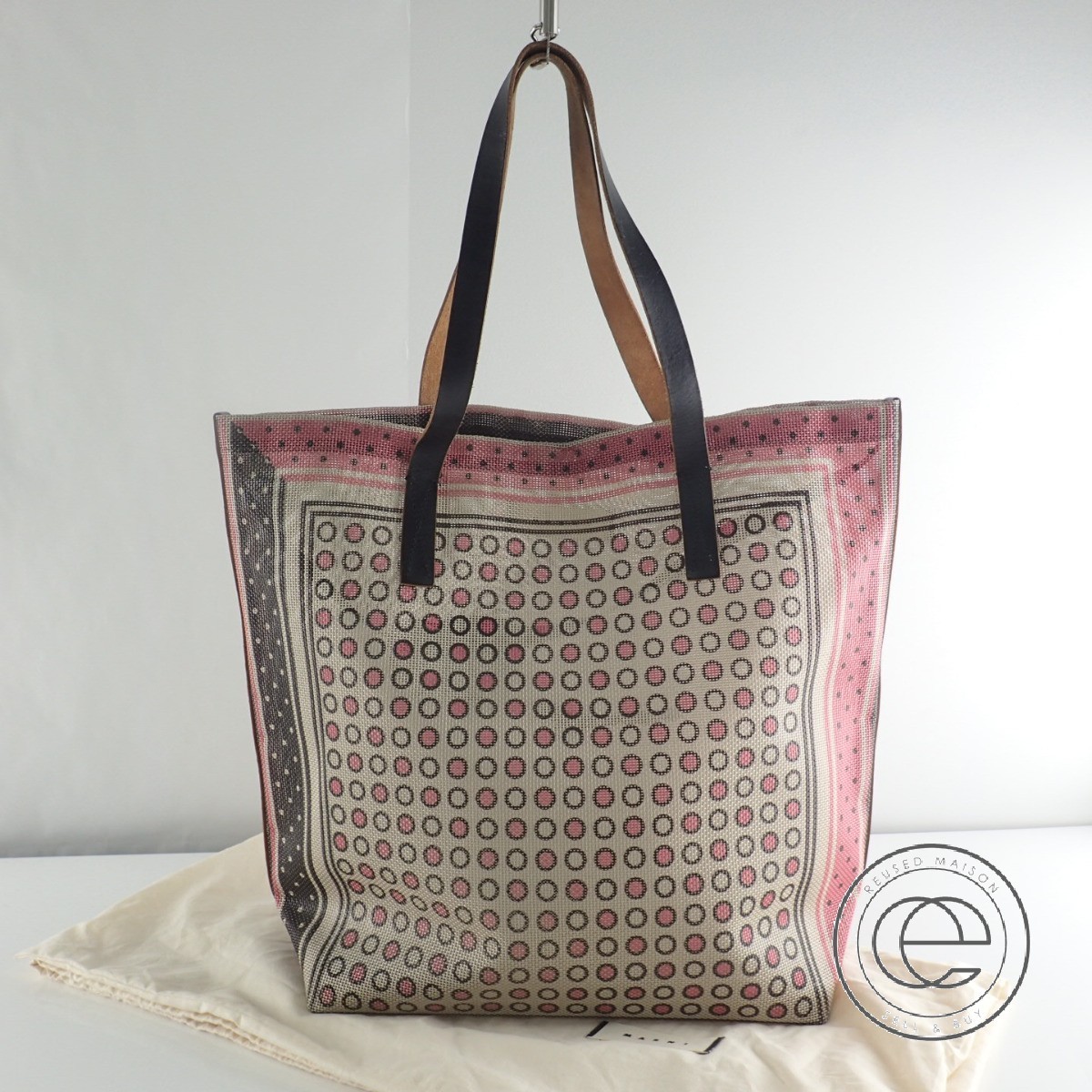 マルニ MARNI PVCトートバッグ タグ付 ドット柄 レザーハンドル トート 