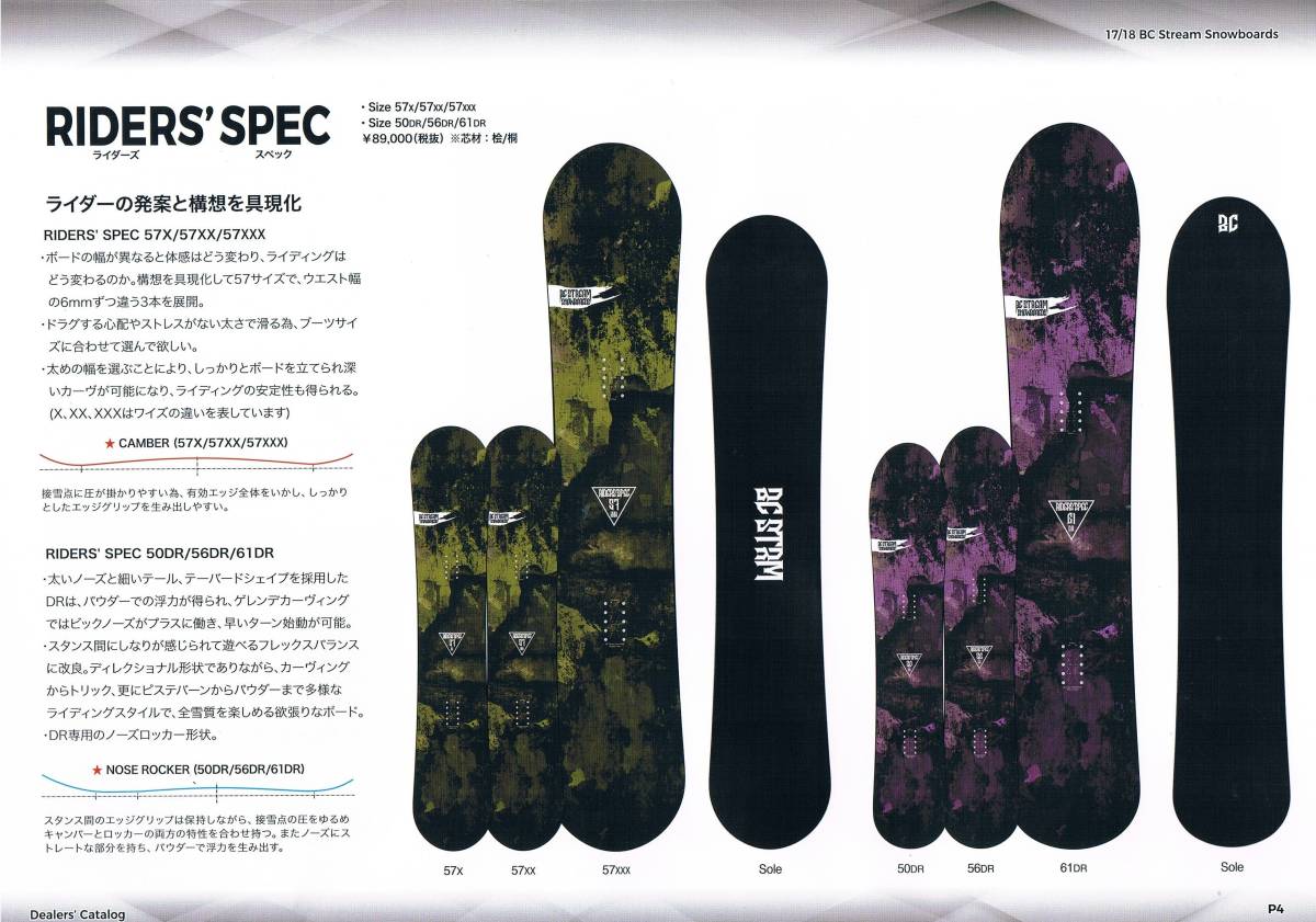 17-18年 BC Stream DR Riders spec 平間和徳 61 rama パウダーボードの
