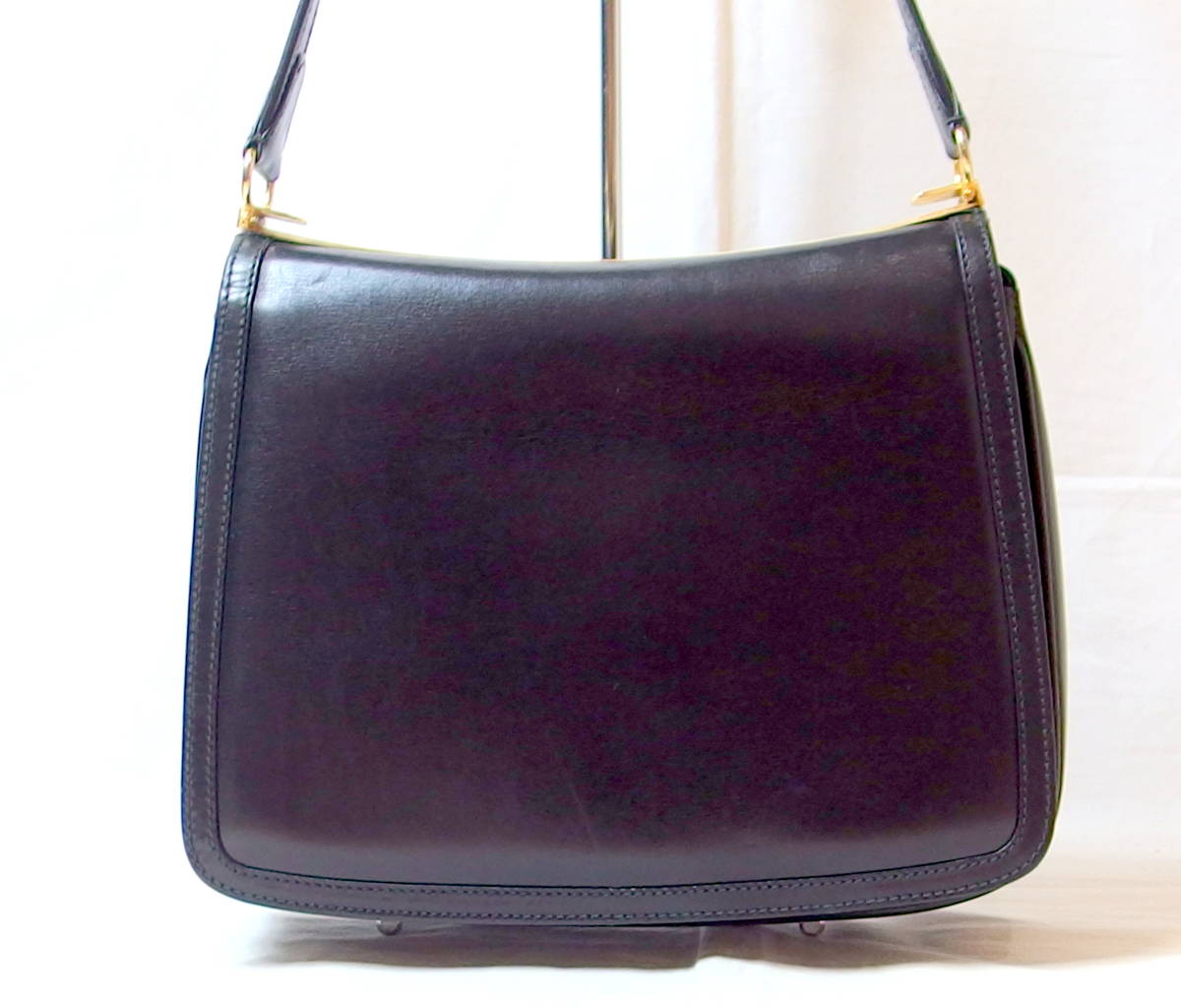 美品GUCCI GG柄オールドグッチ黒キャンバスレザーバッグ