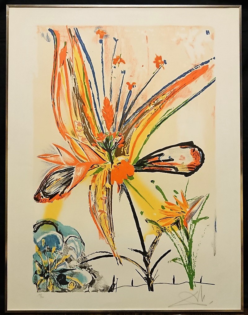 【真作保証】サルバドール・ダリ リトグラフ 直筆サイン エンボス印有り 版画 サルバドール・ダリ「Bird of Paradise」10号 リトグラフ 直筆サイン有