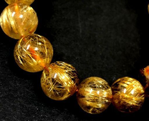 【希少】最高級5Aタイチンルチル13mmブレス　美金針びっしり　透明感抜群　一円～