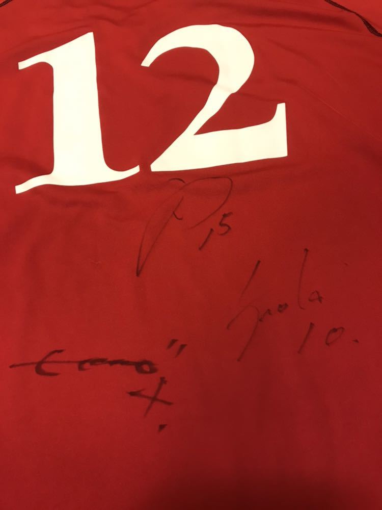 ロアッソ熊本 選手サイン入りユニフォーム 12番 手書き.直筆サイン入☆ロアッソ熊本／#12 ユニフォーム サイズLL・J