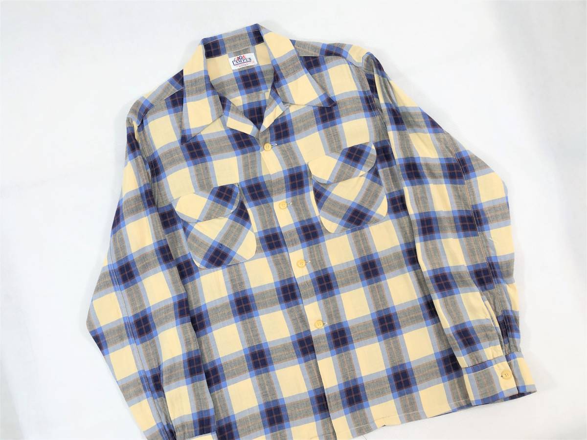 50s CAMPUS キャンパス チェック柄 レーヨン オープンカラーシャツ