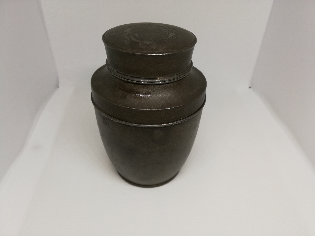 煎茶道具 茶入 古錫 茶道具 唐物 錫製 中国古玩 ⁄ 刻印有 湯