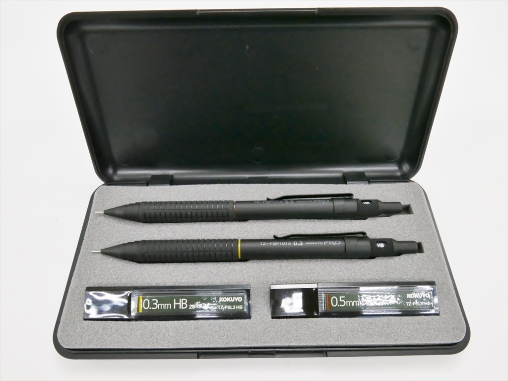 ☆ 未使用 KOKUYO PRO 製図用シャープペン DRAWING INSTRUMENTS 0.3 0.5 計2本セット 専用ケース替芯付 ブラック TZ-PSS1 コクヨ 1906LS241