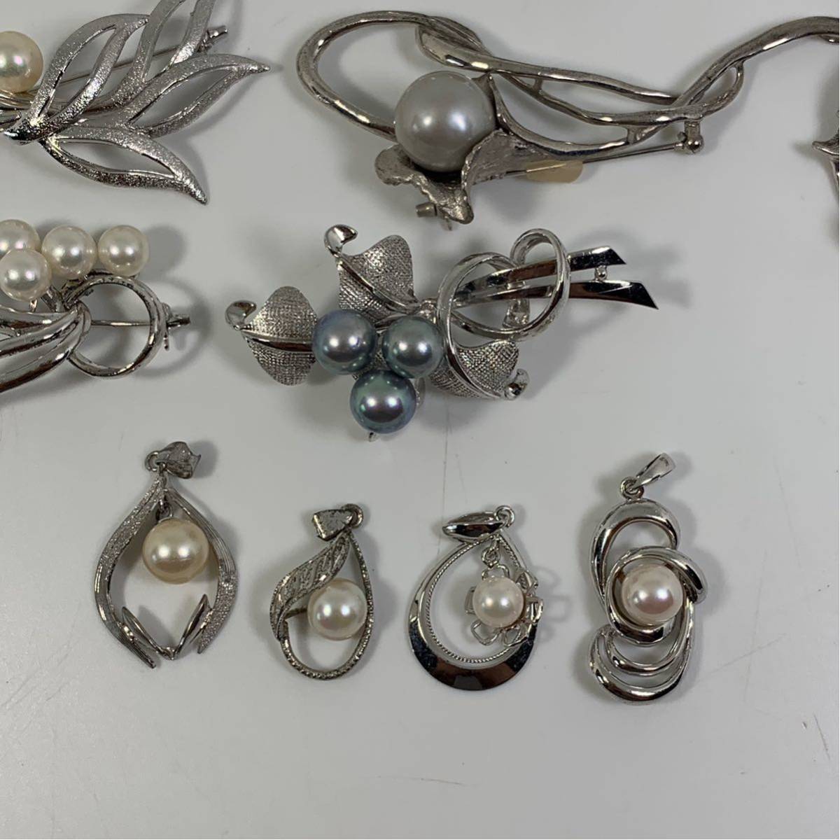 専用価格シルバー刻印 ブローチ 6点 パール⁄珊瑚 パール