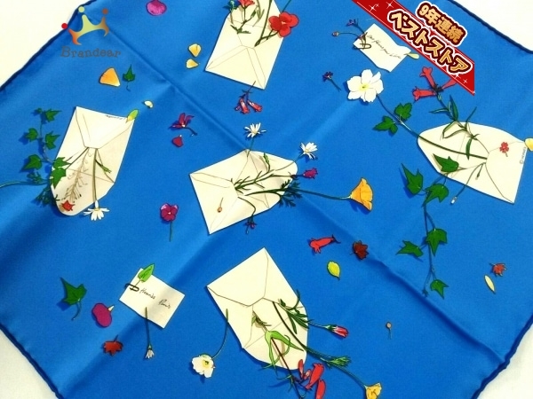 エルメス HERMES プチカレ ブルー×マルチ Des Fleurs Pour le Dire