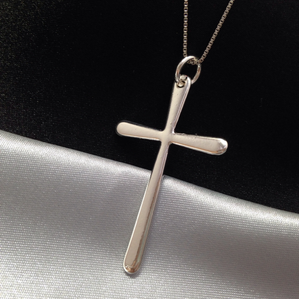 訳あり！新品 シルバーフィルド925のシンプルなクロスのペンダント刻印有_1