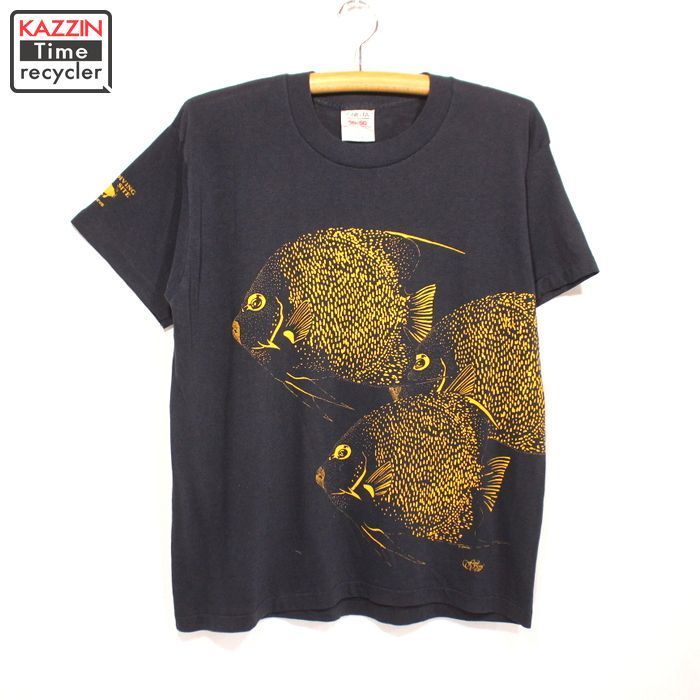 80s ビンテージ 魚プリント Tシャツ 古着 USA製★Mサイズ 80年代 ONEITA 50/50
